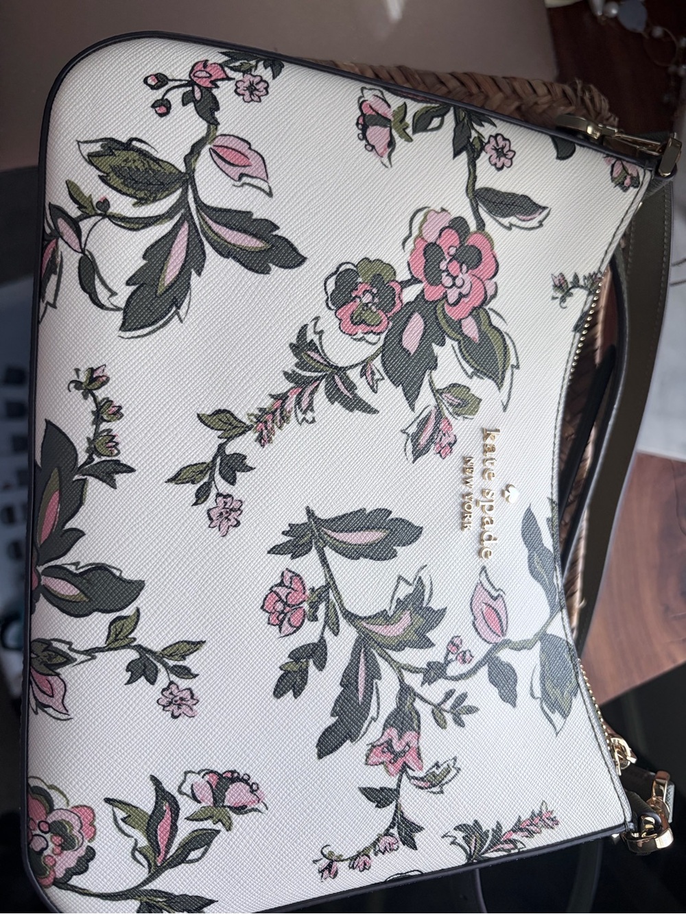 kate spade White Floral Shoulder Bag with Pink and Green Accents - Picture 4 of 7